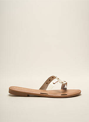Mules/sabots matière lisse talon plat jusqu'à 3cm blanc LES P'TITES BOMBES femme