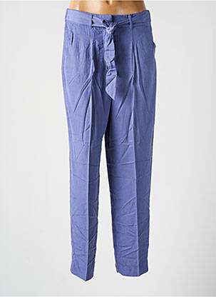 Pantalon droit fermeture zippée sous rabat avec crochet taille haute violet CKS femme