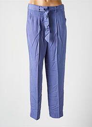 Pantalon droit fermeture zippée sous rabat avec crochet taille haute violet CKS femme