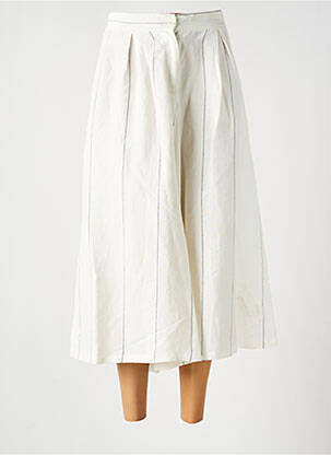 Pantacourt coupe jupe culotte taille haute blanc LEÏ-1984 femme
