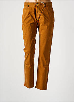 Pantalon chino fermeture zippée sous rabat boutonné taille normale marron LAB DIP PARIS femme