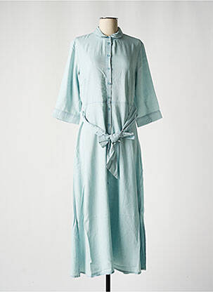 Robe longue coupe fluide manches 3/4 bleu CKS femme