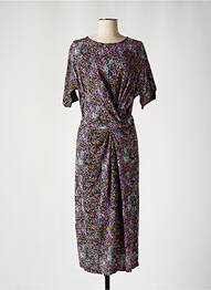 Robe mi-longue imprimé fantaisie manches courtes noir CKS femme