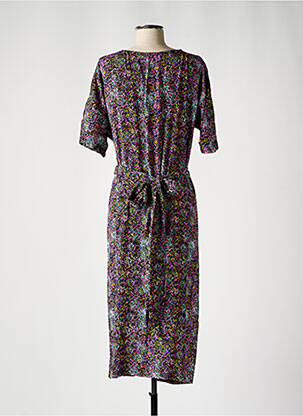 Robe mi-longue imprimé fantaisie manches courtes noir CKS femme
