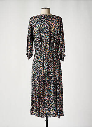 Robe longue imprimé fantaisie manches 3/4 noir CKS femme