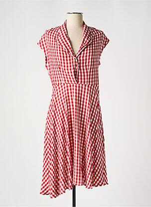 Robe mi-longue coupe fluide manches courtes rouge LEÏ-1984 femme