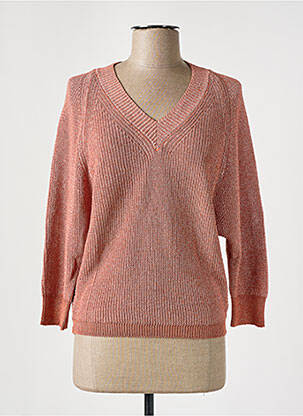 Pull tissage chiné manches 3/4 rose CKS femme