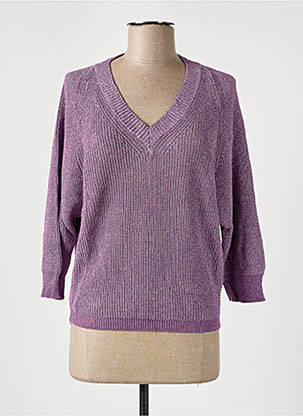 Pull tissage chiné manches 3/4 violet CKS femme