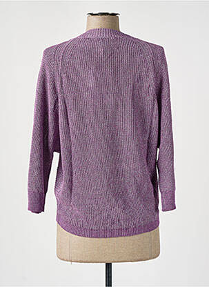 Pull col v manches 3/4 violet CKS femme