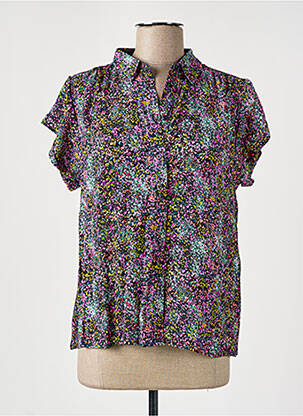 Chemisier imprimé fleurs manches courtes violet CKS femme