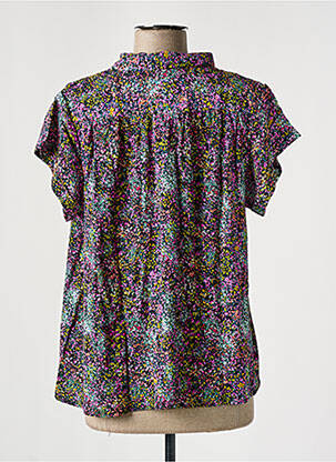 Chemisier imprimé fleurs manches courtes violet CKS femme