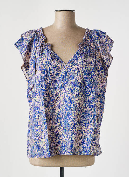 Blouse manches courtes manches courtes bleu CKS femme