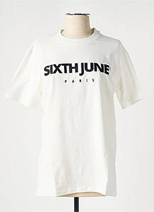 T-shirt coupe droite manches courtes blanc SIXTH JUNE femme