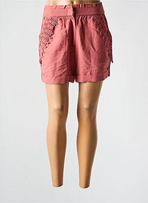 Short fermeture zippée sous rabat avec crochet taille haute rose GRACE & MILA femme