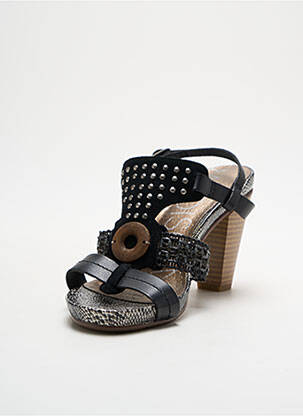 Sandales/nu pieds matière lisse talon de 7 à 9cm noir MADISON femme