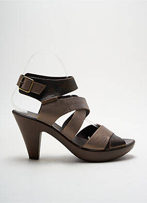 Sandales/nu pieds tissage satiné talon de 7 à 9cm marron KARSTON femme