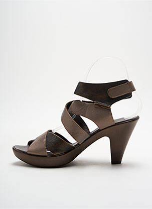 Sandales/nu pieds tissage satiné talon de 7 à 9cm marron KARSTON femme