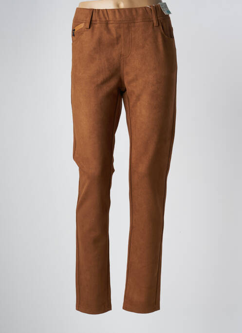 Pantalon slim marron QUATRE VINGT JOURS pour femme