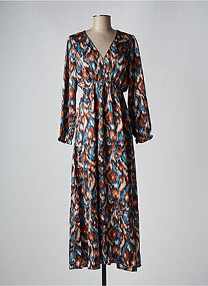 Robe longue manches longues manches longues marron BY ONE femme