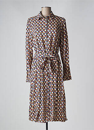 Robe mi-longue coupe fluide manches longues beige C'EST BEAU LA VIE femme