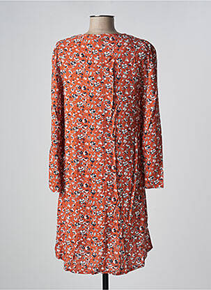 Robe mi-longue imprimé fleurs manches longues marron ÉTYMOLOGIE femme