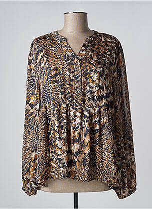 Blouse imprimé fantaisie manches longues marron SIGNATURE femme