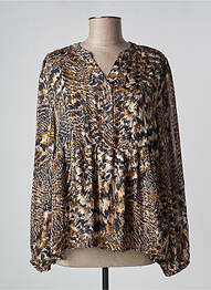 Blouse imprimé fantaisie manches longues marron SIGNATURE femme
