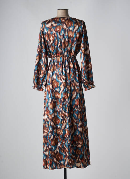Robe longue manches longues manches longues marron BY ONE femme