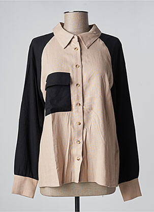 Chemisier poches poitrine manches longues beige NÜ femme