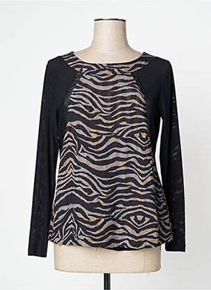 Top coupe cintrée manches longues noir NÜ femme
