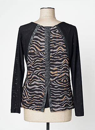 Top coupe cintrée manches longues noir NÜ femme