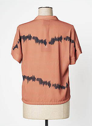 Blouse légère et transparente manches courtes marron NÜ femme