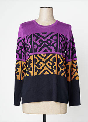 Pull col rond manches longues violet SIGNATURE femme
