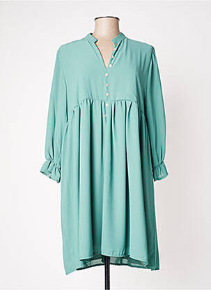 Robe mi-longue manches longues manches longues vert EGO femme