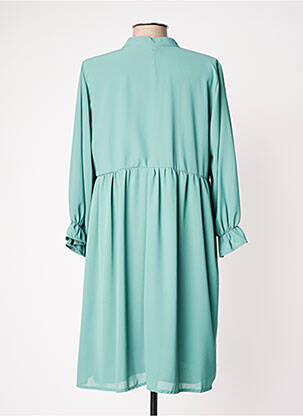 Robe mi-longue tissage crêpe manches longues vert EGO femme