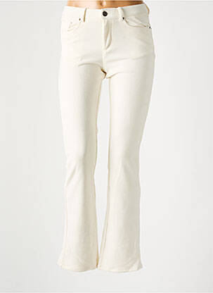 Pantalon flare stretch taille haute beige LCDN femme