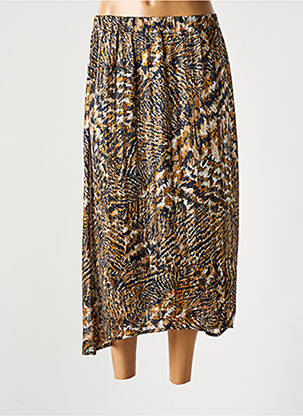 Jupe mi-longue doublure textile beige SIGNATURE femme