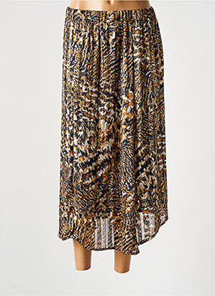 Jupe mi-longue doublure textile beige SIGNATURE femme
