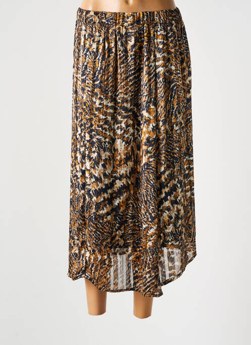 Jupe mi-longue doublure textile beige SIGNATURE femme