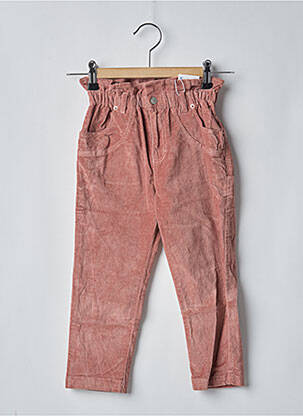 Pantalon slim tissage velours taille élastique rose MAYORAL fille