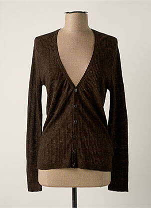 Gilet manches longues col v marron MESSAGERIE homme