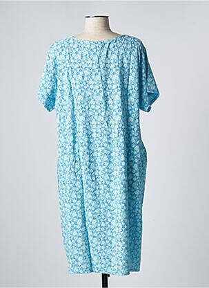 Robe mi-longue imprimé fleurs manches courtes bleu DREAM VALLEY femme