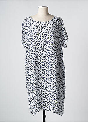 Robe mi-longue imprimé fleurs manches courtes blanc DREAM VALLEY femme