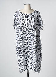 Robe mi-longue imprimé fleurs manches courtes blanc DREAM VALLEY femme