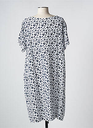 Robe mi-longue imprimé fleurs manches courtes blanc DREAM VALLEY femme