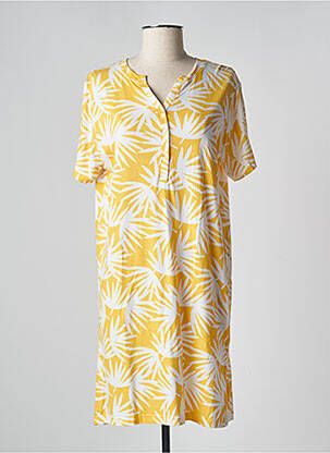 Robe mi-longue imprimé fantaisie manches courtes jaune ADMAS femme