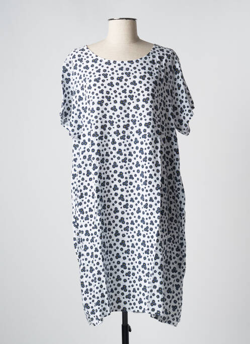 Robe mi-longue imprimé fleurs manches courtes blanc DREAM VALLEY femme