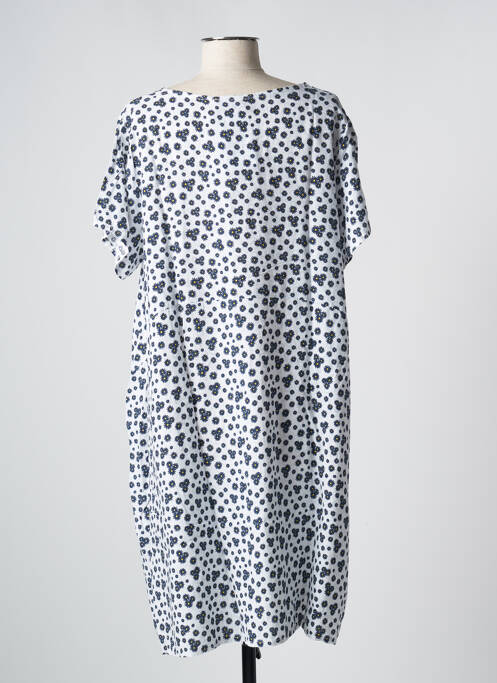 Robe mi-longue imprimé fleurs manches courtes blanc DREAM VALLEY femme