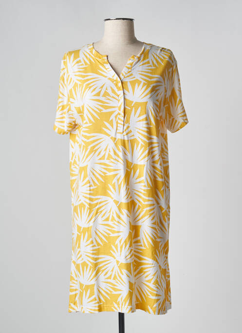Robe mi-longue imprimé fantaisie manches courtes jaune ADMAS femme