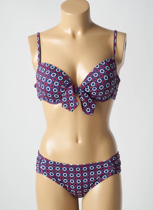 Maillot de bain 2 pièces stretch haut soutien-gorge moulé bleu ADMAS femme